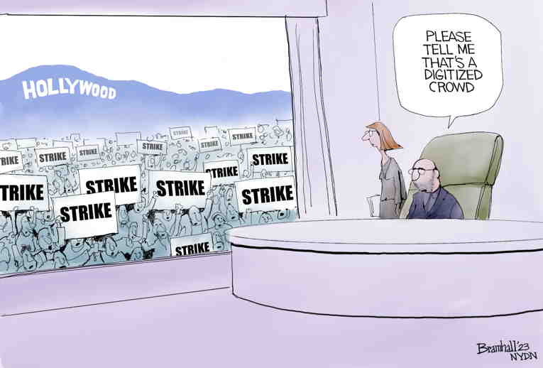 Political Cartoon on 'Actors Go on Strike' by Bill Bramhall, New York ...