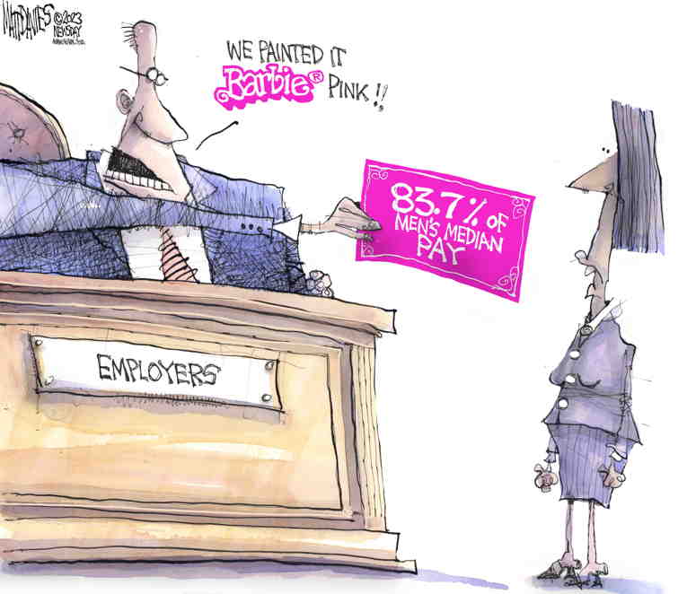 Political/Editorial Cartoon by Matt Davies, Journal News on Barbie a Smash Hit