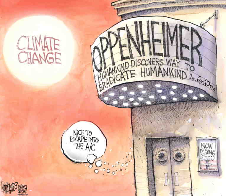 Political/Editorial Cartoon by Matt Davies, Journal News on Climate Catastrophies Multiply