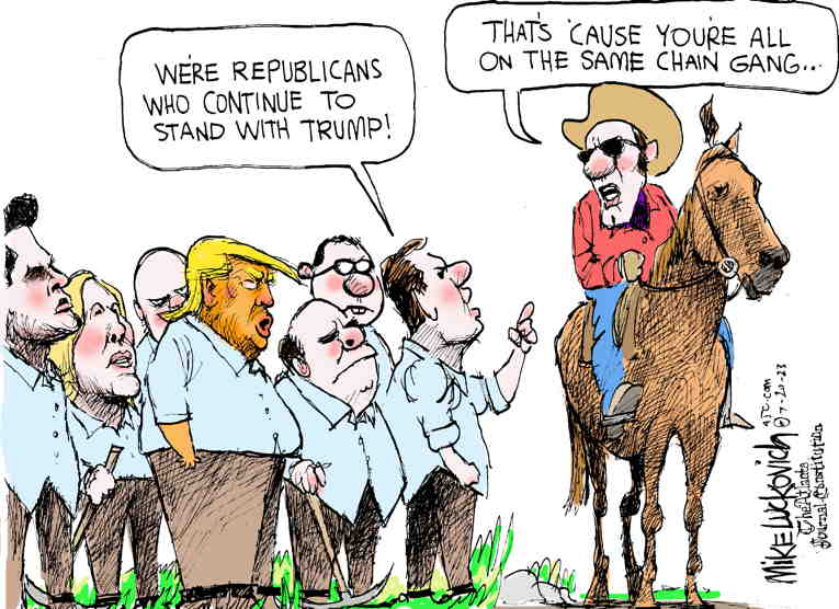 Political/Editorial Cartoon by Mike Luckovich, Atlanta Journal-Constitution on Trump Strikes Back