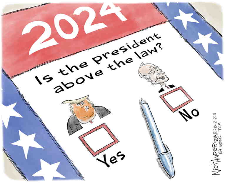 Political/Editorial Cartoon by Nick Anderson, Houston Chronicle on 2024 Race Heats Up