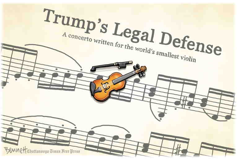 Political/Editorial Cartoon by Clay Bennett, Chattanooga Times Free Press on Lawyers Lay Out Defense