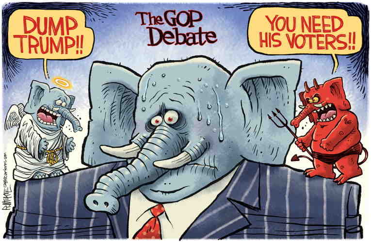 Political/Editorial Cartoon by Rick McKee, The Augusta Chronicle on Trump Skips Debate