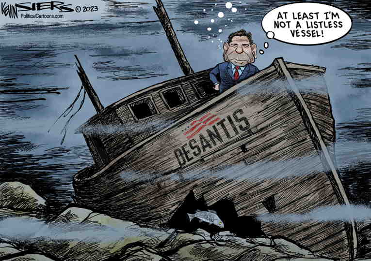 Political/Editorial Cartoon by Kevin Siers, Charlotte Observer on Big Movement for DeSantis