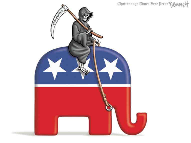 Political/Editorial Cartoon by Clay Bennett, Chattanooga Times Free Press on Republicans Go All In