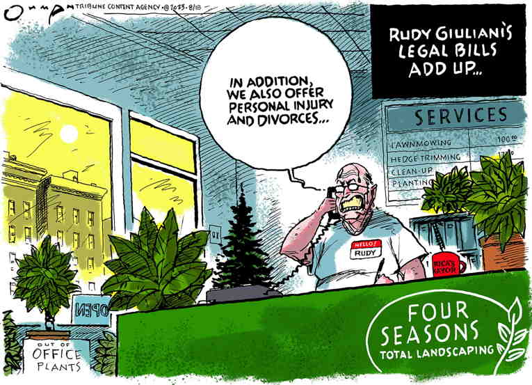 Political/Editorial Cartoon by Jack Ohman, The Oregonian on Screws Tighten for Giuliani