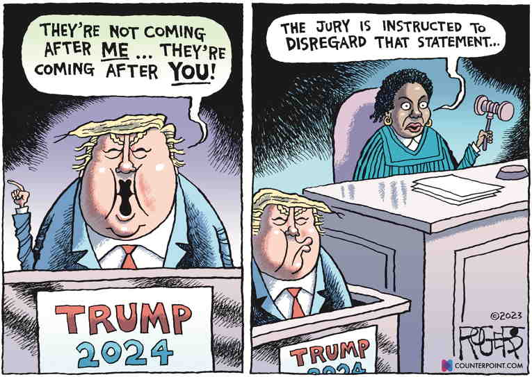 Political/Editorial Cartoon by Rob Rogers on Screws Tighten for Trump