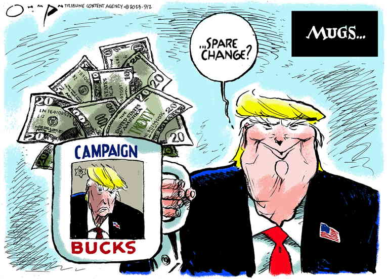 Political/Editorial Cartoon by Jack Ohman, The Oregonian on Trump Ramps Up Campaign