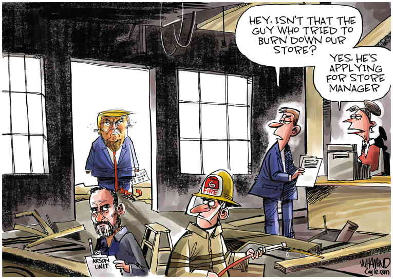 Political/Editorial Cartoon by Dave Whamond, Canada, PoliticalCartoons.com on Trump Ramps Up Campaign