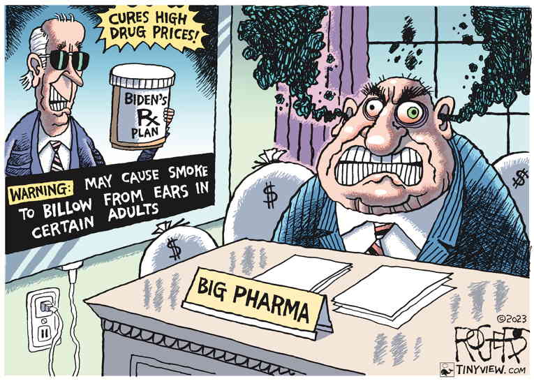 Political/Editorial Cartoon by Rob Rogers on Record Profits for Big Pharma