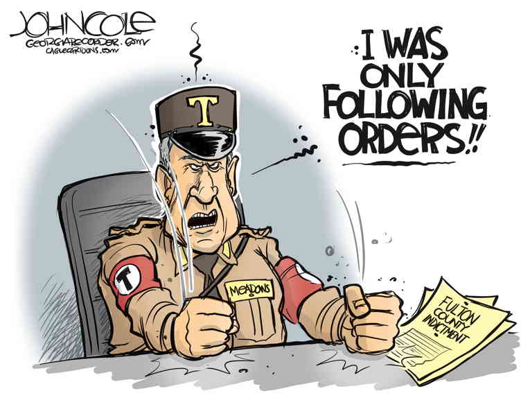 Political/Editorial Cartoon by John Cole, The Times, Scranton, PA on Meadows Presents Defense