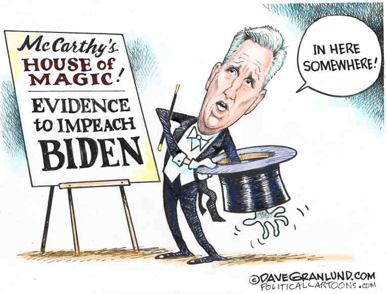 Political/Editorial Cartoon by Dave Granlund on McCarthy OKs Impeachment Inquiry