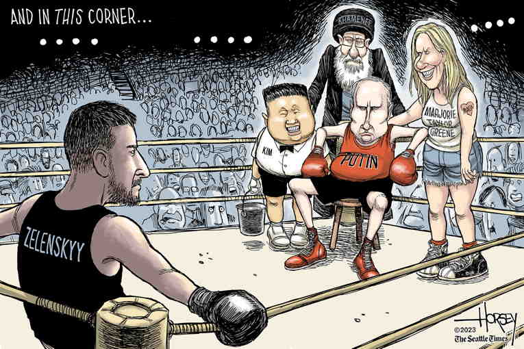 Political/Editorial Cartoon by David Horsey on Putin Woos His Friends