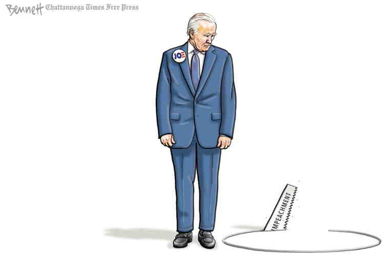 Political/Editorial Cartoon by Clay Bennett, Chattanooga Times Free Press on Impeachment Inquiry Stalls