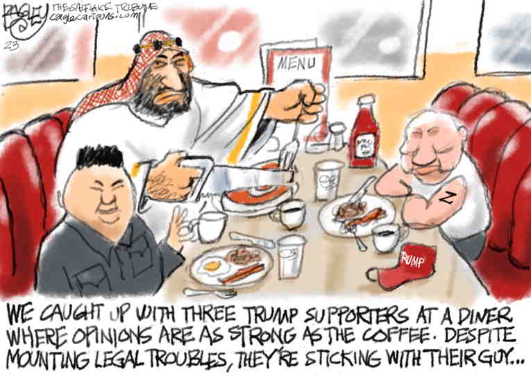 Political/Editorial Cartoon by Pat Bagley, Salt Lake Tribune on Friend Visits Putin