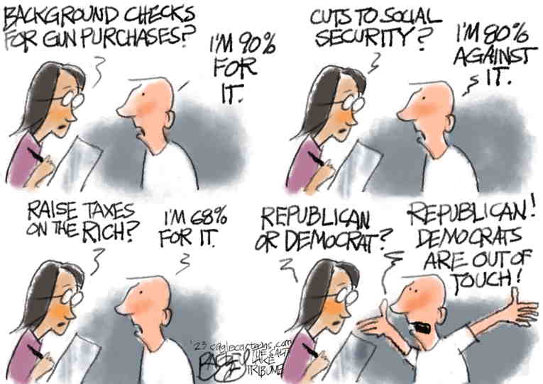 Political/Editorial Cartoon by Pat Bagley, Salt Lake Tribune on Republicans Target Independents