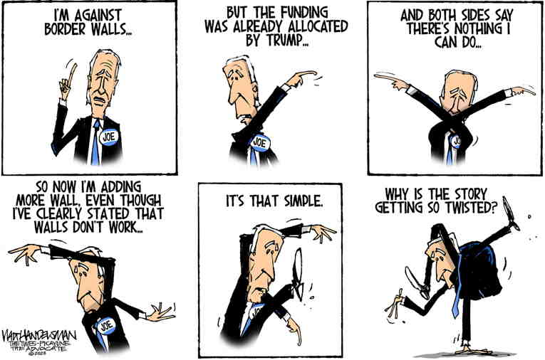 Political/Editorial Cartoon by Walt Handelsman, Newsday on Biden Changes Course