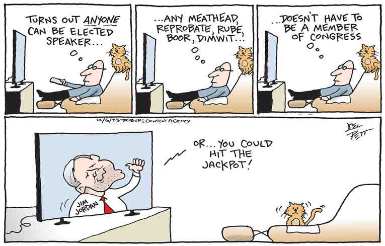 Political/Editorial Cartoon by Joel Pett, Lexington Herald-Leader, CWS/CartoonArts Intl. on Speakership Vacant