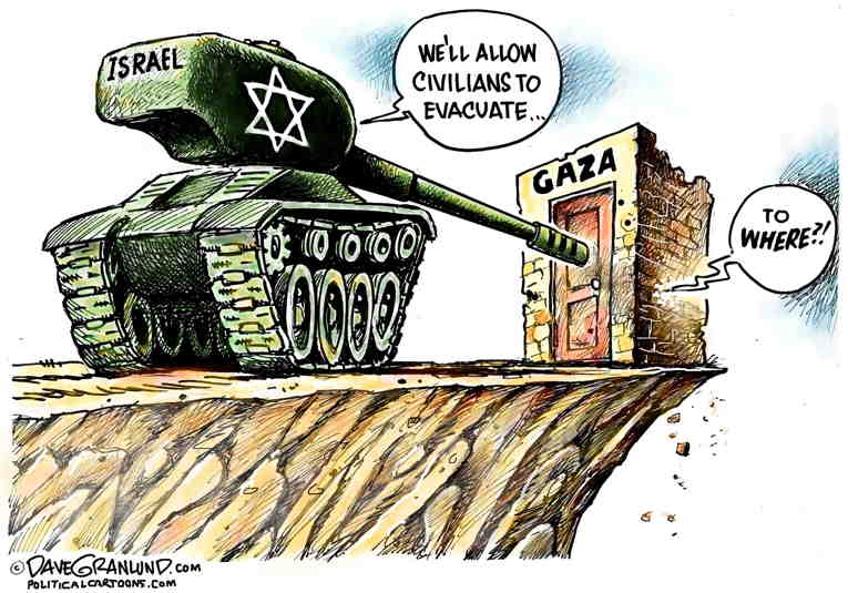 Political/Editorial Cartoon by Dave Granlund on Gaza Bombed, Cut Off