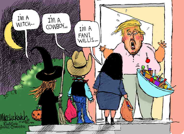 Political/Editorial Cartoon by Mike Luckovich, Atlanta Journal-Constitution on Halloween Celebrations Begin