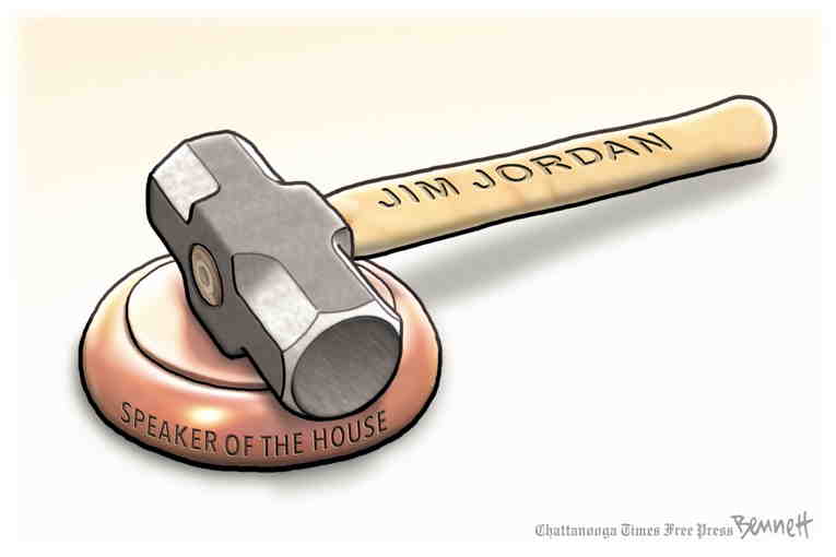 Political/Editorial Cartoon by Clay Bennett, Chattanooga Times Free Press on House Rejects Jim Jordan