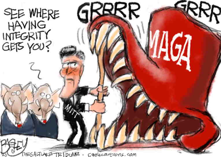 Political/Editorial Cartoon by Pat Bagley, Salt Lake Tribune on GOP Moves Further Right