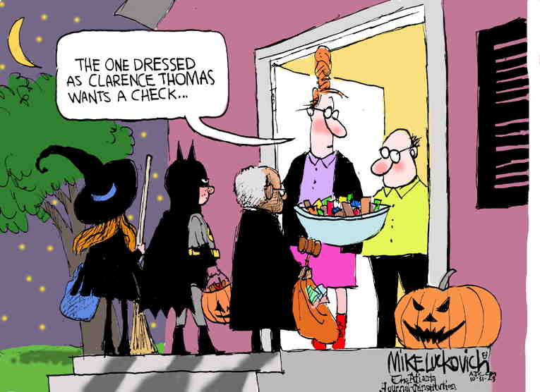 Political/Editorial Cartoon by Mike Luckovich, Atlanta Journal-Constitution on America Celebrates Scary Holiday