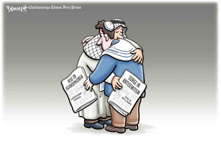 Political/Editorial Cartoon by Clay Bennett, Chattanooga Times Free Press on Seige of Gaza Begins