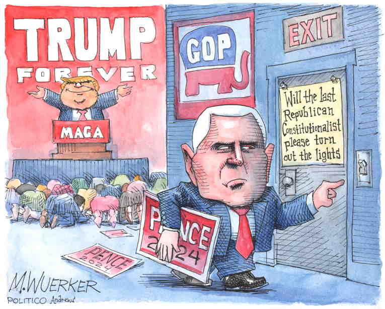 Political Cartoon on 'Pence Drops Out' by Matt Wuerker, Politico at The ...