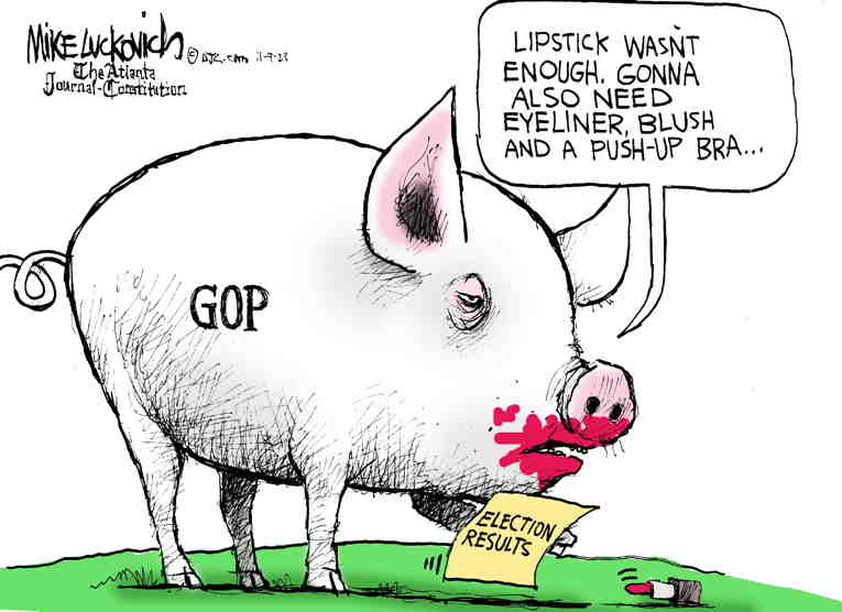 Political/Editorial Cartoon by Mike Luckovich, Atlanta Journal-Constitution on Voters Reject Republicans