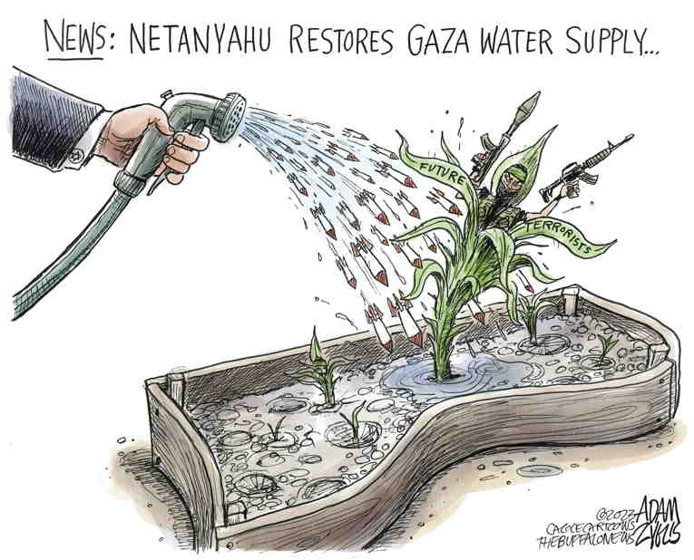 Political/Editorial Cartoon by Adam Zyglis, The Buffalo News on Bombing Kills 10,000 in Gaza