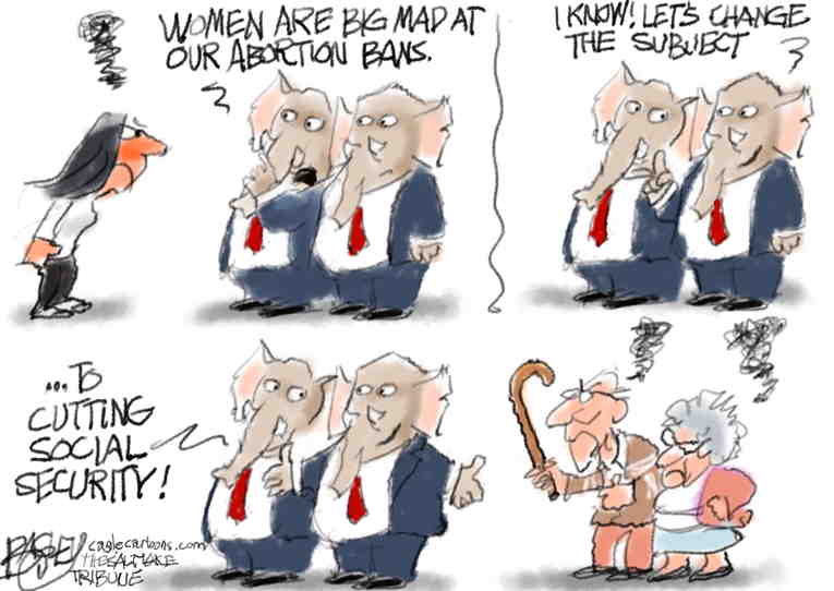 Political/Editorial Cartoon by Pat Bagley, Salt Lake Tribune on GOP Rethinks Election Strategy