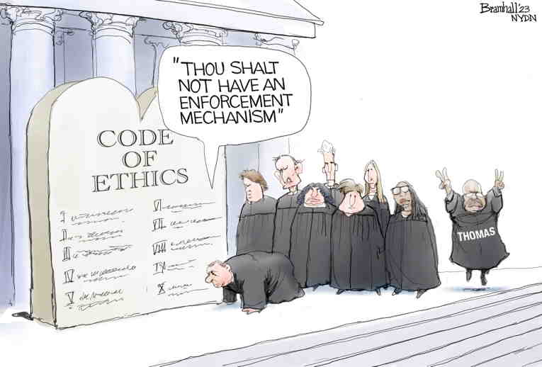 Political/Editorial Cartoon by Bill Bramhall, New York Daily News on Supreme Court Cracks a Joke