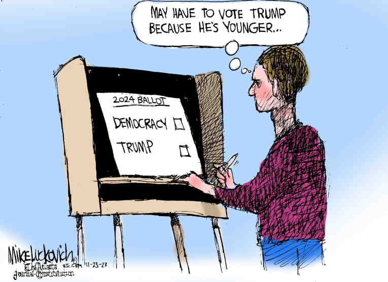 Political/Editorial Cartoon by Mike Luckovich, Atlanta Journal-Constitution on 2024 Campaign Nears