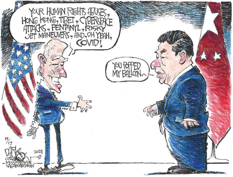 Political/Editorial Cartoon by John Darkow, Columbia Daily Tribune, Missouri on Xi Meets With Bide