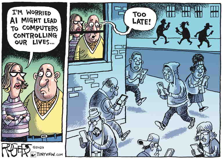 Political/Editorial Cartoon by Rob Rogers on A.I. Usage Grows