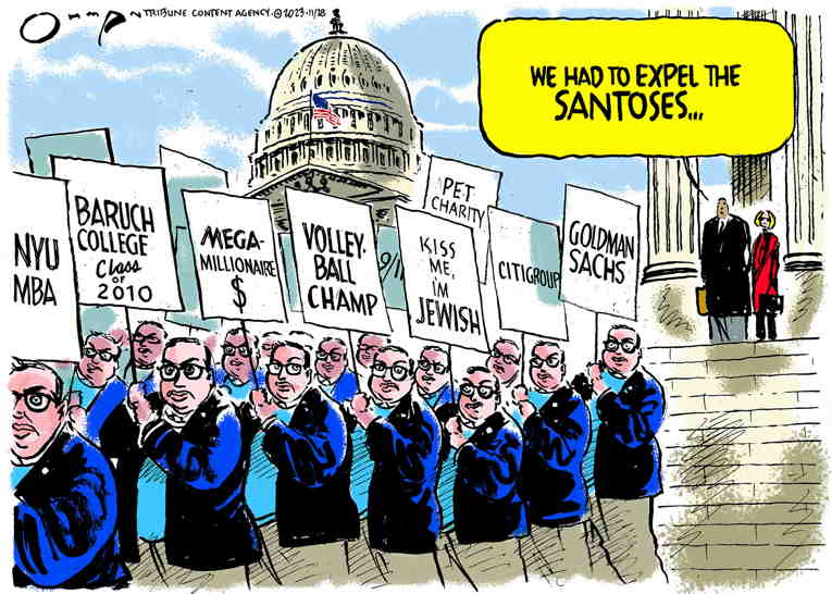 Political/Editorial Cartoon by Jack Ohman, The Oregonian on Santos to Be Expelled