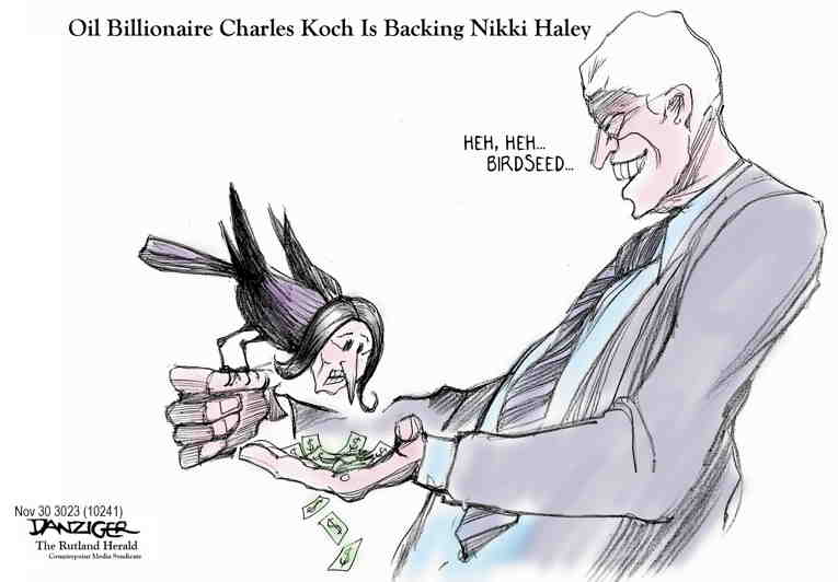 Political/Editorial Cartoon by Jeff Danziger on DeSantis Falls, Haley Rises