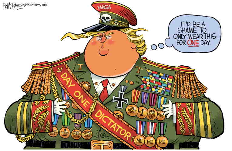 Political/Editorial Cartoon by Rick McKee, The Augusta Chronicle on Trump Echoes Dictators