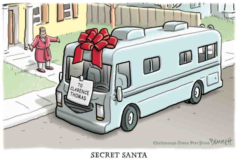 Political/Editorial Cartoon by Clay Bennett, Chattanooga Times Free Press on Christmas to Arrive Shortly