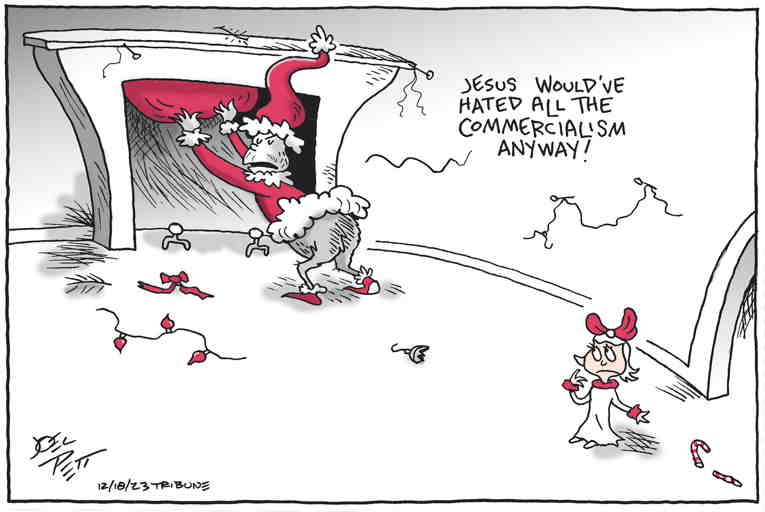 Political/Editorial Cartoon by Joel Pett, Lexington Herald-Leader, CWS/CartoonArts Intl. on Christmas to Arrive Shortly