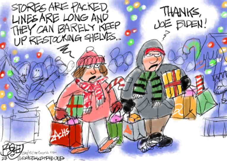 Political/Editorial Cartoon by Pat Bagley, Salt Lake Tribune on Christmas to Arrive Shortly