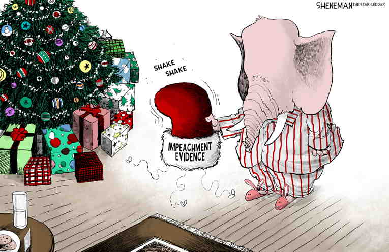 Political/Editorial Cartoon by Drew Sheneman, Newark Star Ledger on Americans Celebrate Holidays