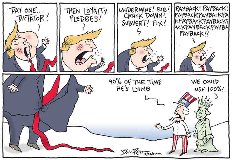 Political/Editorial Cartoon by Joel Pett, Lexington Herald-Leader, CWS/CartoonArts Intl. on Trump Vows Revenge