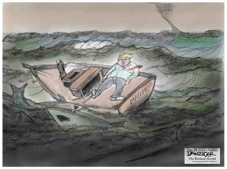 Political/Editorial Cartoon by Jeff Danziger on U.S. v. Trump Battle Intensifies