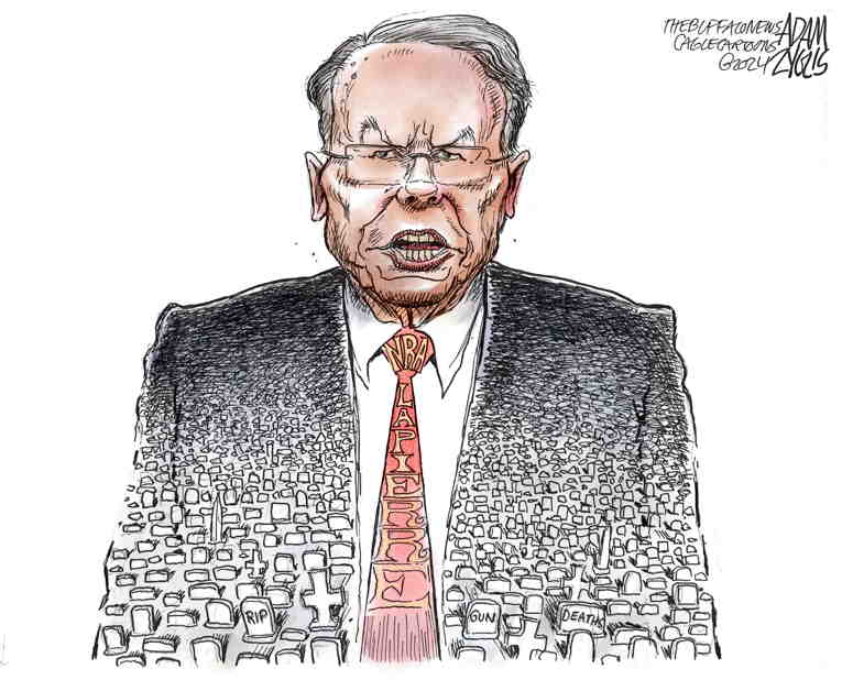 Political/Editorial Cartoon by Adam Zyglis, The Buffalo News on LaPierre Resigns From NRA