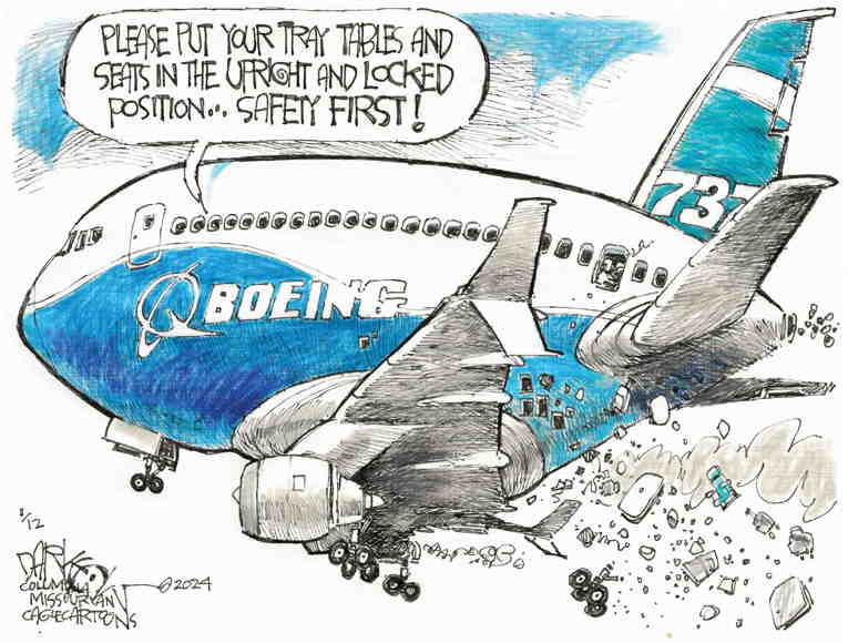 Political/Editorial Cartoon by John Darkow, Columbia Daily Tribune, Missouri on Boeing Apologies