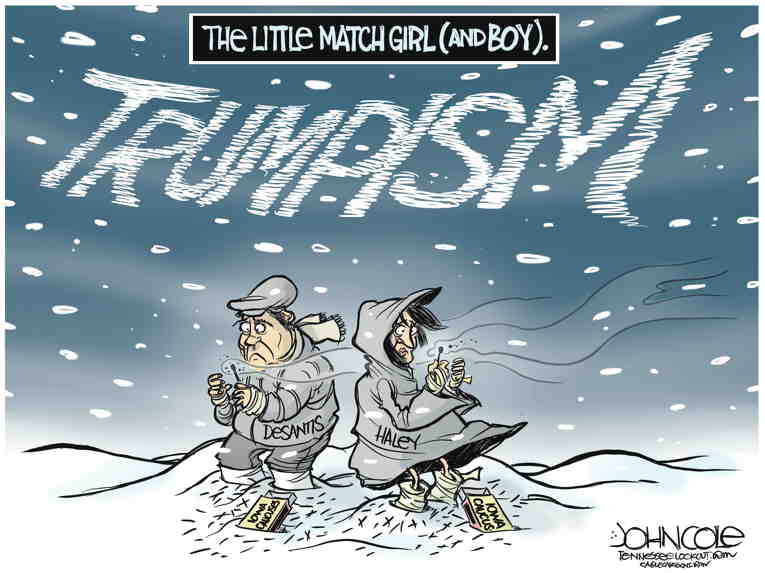 Political Cartoon on 'Blizzard Strikes Iowa' by John Cole, The Times ...