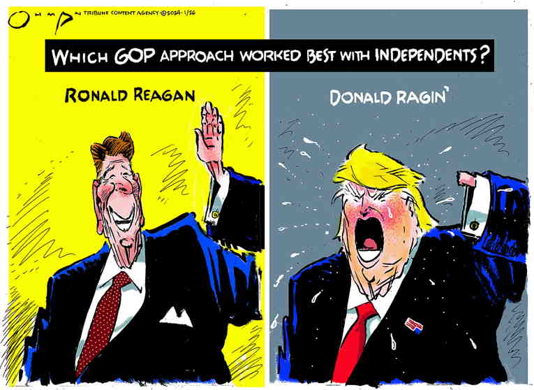 Political/Editorial Cartoon by Jack Ohman, The Oregonian on New Hampshire Votes