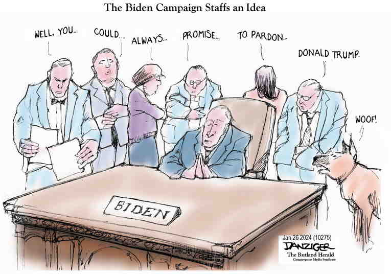 Political/Editorial Cartoon by Jeff Danziger on Biden Steps on Campaign Gas